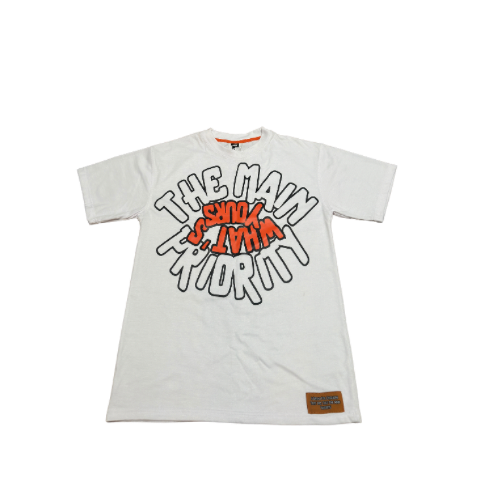 The Main Priority “Main Priority” Orange And White T-Shirt