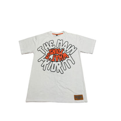 The Main Priority “Main Priority” Orange And White T-Shirt