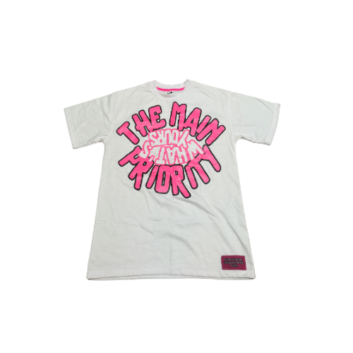 The Main Priority “Main Priority” White And Pink T-Shirt