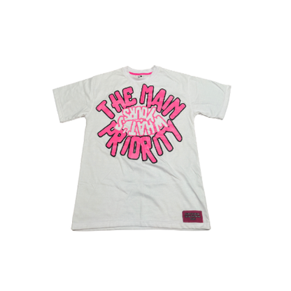 The Main Priority “Main Priority” White And Pink T-Shirt