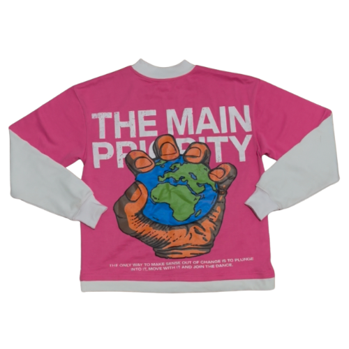 The Main Priority Pink And White Double Layered Long Sleeve T-Shirt