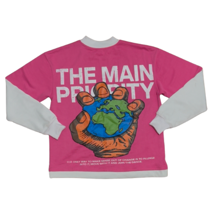 The Main Priority Pink And White Double Layered Long Sleeve T-Shirt